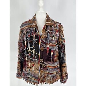 VTG 80s Sandy Starkman Art To Wear Patchwork Textured Jacket Womens Sz Large